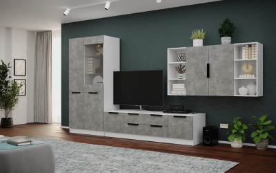 Набор мебели для гостиной "Мадрид", Белый/Ателье светлое