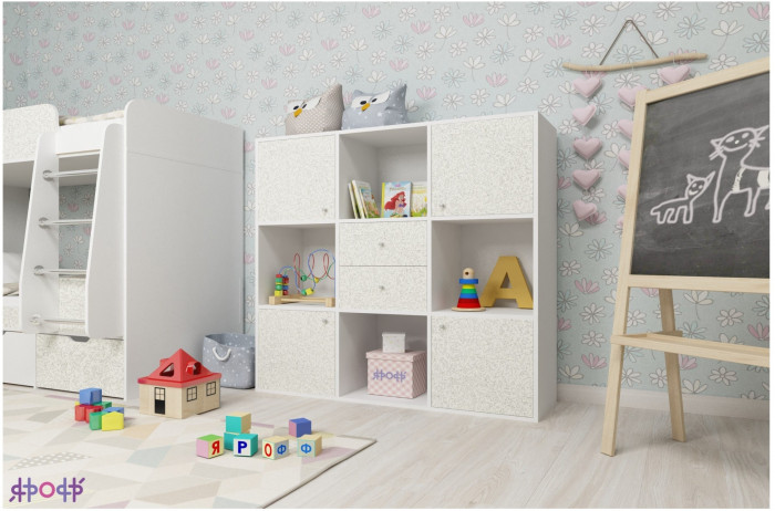 Стеллаж Джери (Дуб молочный/Белое дерево)