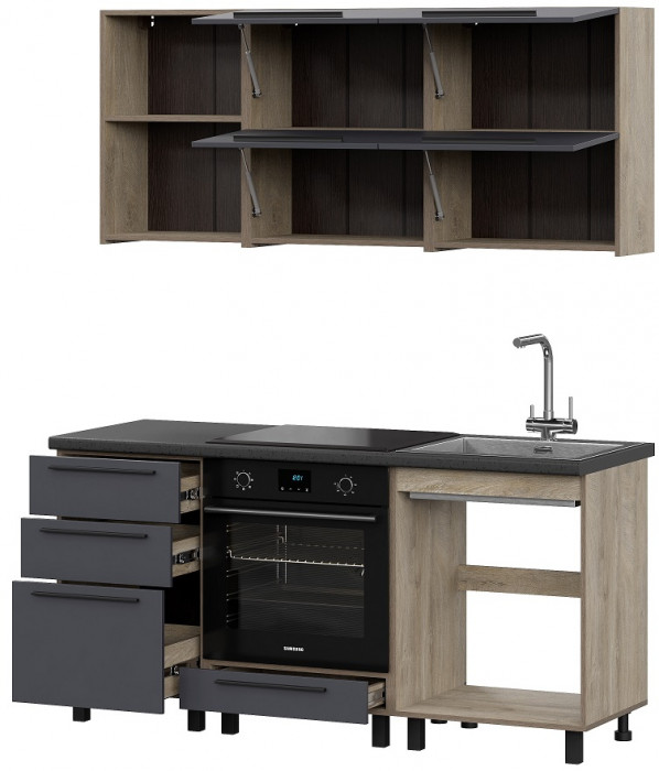 Кухня Этна 1.7 м. Комплект 2, софт графит гиза