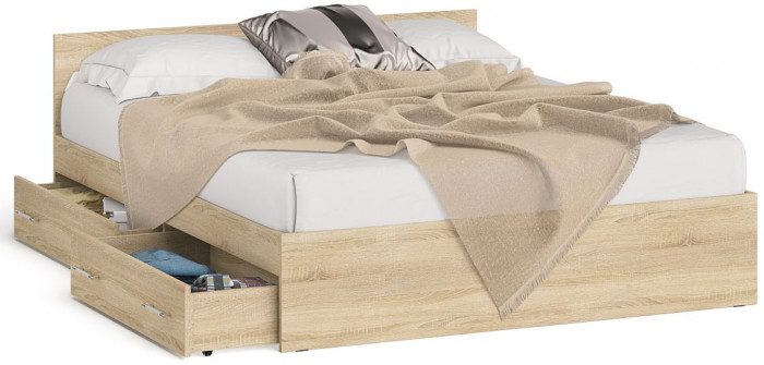 Мори Кровать с ящиками 1600, дуб сонома