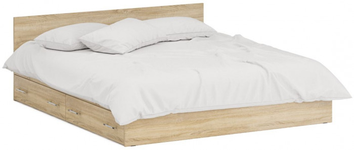 Кровать с ящиками 1800 + Шкаф 2-х створчатый Стандарт, цвет дуб сонома, ШхГхВ 183,5х203,5х70 + 90х52х200 см., сп.м. 1800х2000 мм., б/м, основание есть