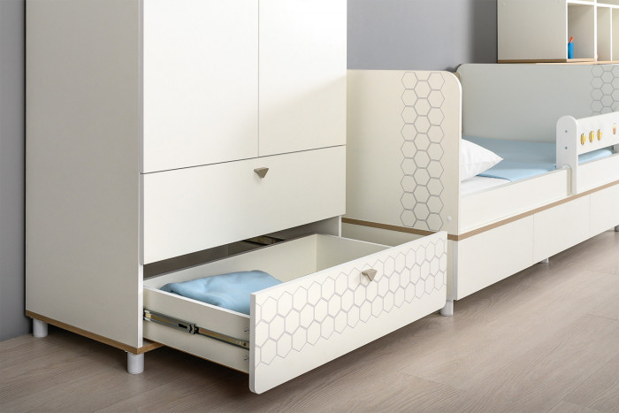 Эйп Детская № 1, цвет белый/дуб белый, сп. м. 800х1600 мм., б/м, основание есть, максимальная нагрузка 80 кг., рекомендуемая высота матраса 120 мм.