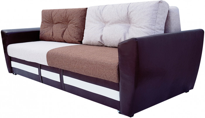Диван-кровать Амстердам, 160х195, раскладной, еврокнижка, пружинный блок, рогожка/экокожа, комби