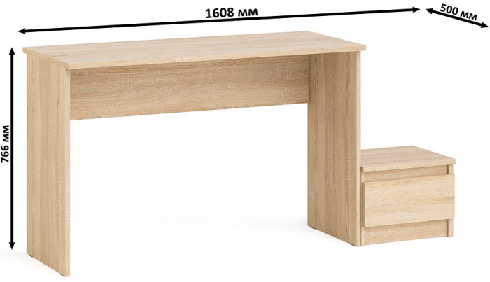 Мори письменный стол МСП1200.1 + Тумба ТМП400.1, дуб сонома