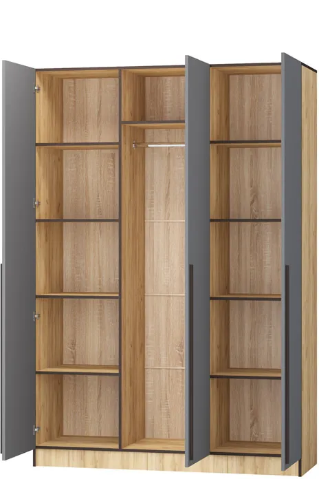 Шкаф Бастион 1500 №2, Графит/Дуб крафт золотой