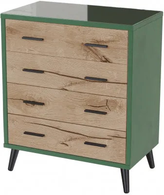 Комод интерьерный Ланс изумруд/мдф дуб канадский