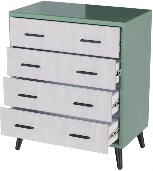 Комод интерьерный Ланс мятный/мдф холст белый