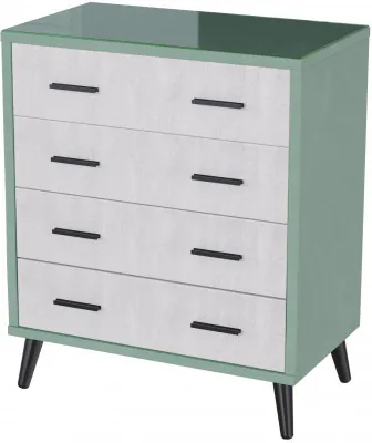 Комод интерьерный Ланс мятный/мдф холст белый