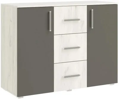 Фиеста NEW Комод 3 ящ 2 двери (1200) (Дуб крафт белый/Графит)