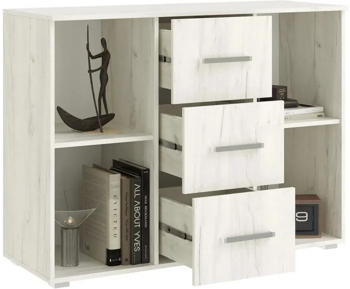 Фиеста NEW Комод 3 ящ 2 двери (1200) (Дуб крафт белый/Графит)