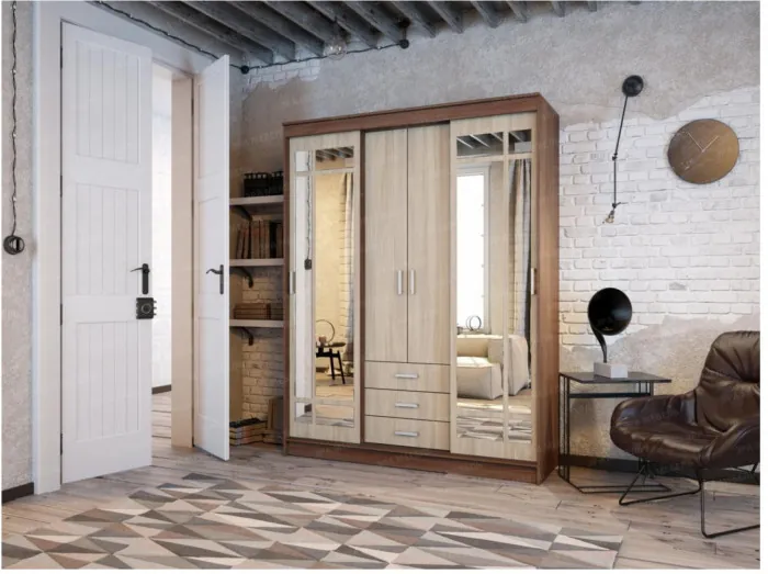 Лорд Шкаф-купе, вотан/Белый глянец