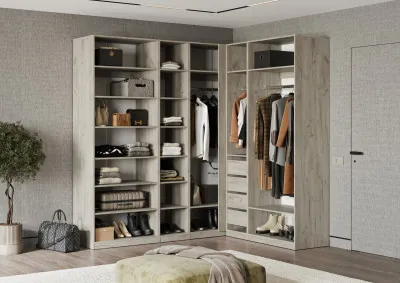 Гардеробная Ларго Вариант №3, Крафт серый (без фасадов)