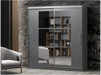 Шкаф-купе Альянс-10 ЛДСП 2000 + зеркала (графит)