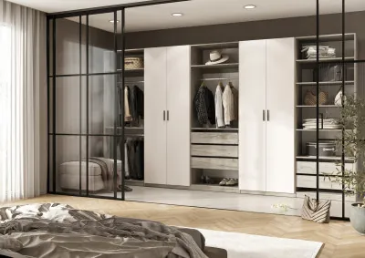 Гардеробная Ларго, вариант №4, Крафт серый/Кашемир