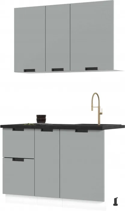 Кухня Сахара 1,2 м белый/холст грей (столешница кастилло темный)