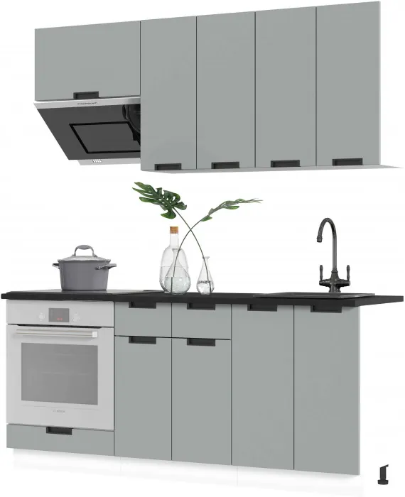 Кухня Сахара 1,8 м белый/холст грей (столешница кастилло темный)