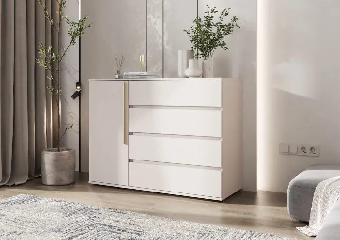 Норд Комод 1 дверь 4 ящика (1200), Кашемир (золото)