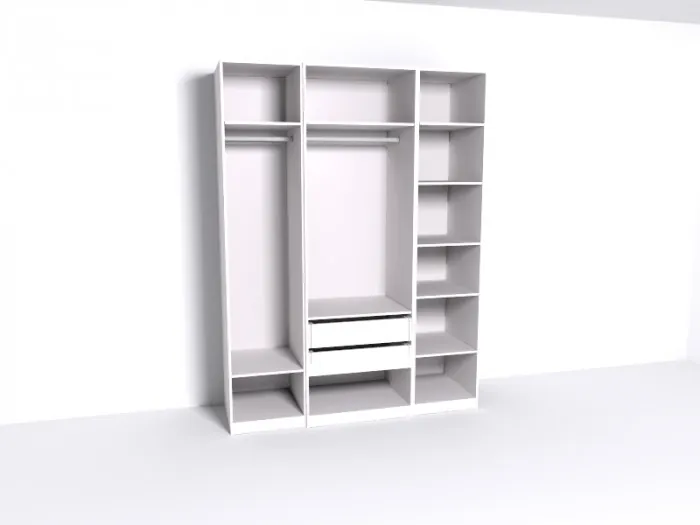 Гардеробная Рум. Комплект 4.1 без фасадов, белый