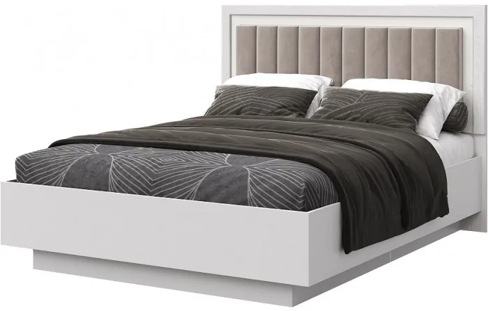 Кровать КИНГ-САЙЗ 180х200 "Харди-1" с ПМ - Белый текстурный/Ясень белый