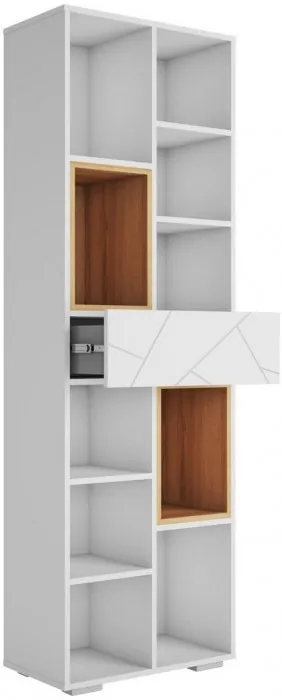 ГРАНЖ Стеллаж СЖ-001 (Белый (Шагрень)/Крафт золотой / Белый софт)