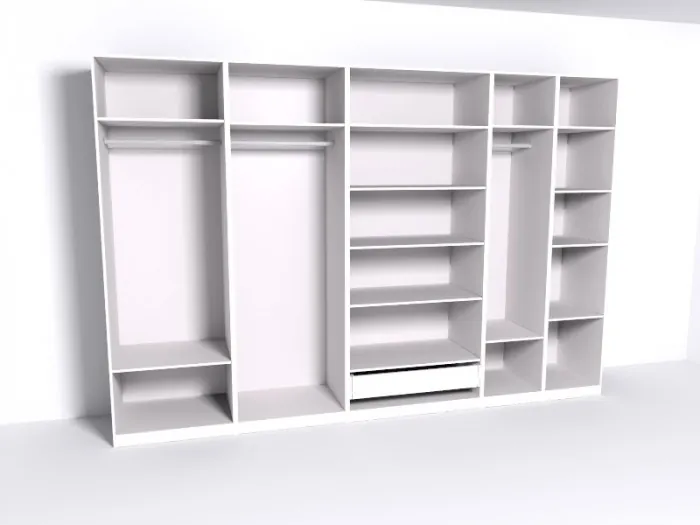 Гардеробная Рум. Комплект 6.1 без фасадов, белый