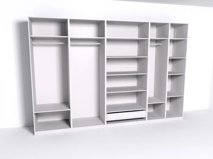 Гардеробная Рум. Комплект 6.1 без фасадов, ясень