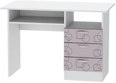 Стол письменный Бриз МДФ для детской, Белый/Ирис (Квадрат)