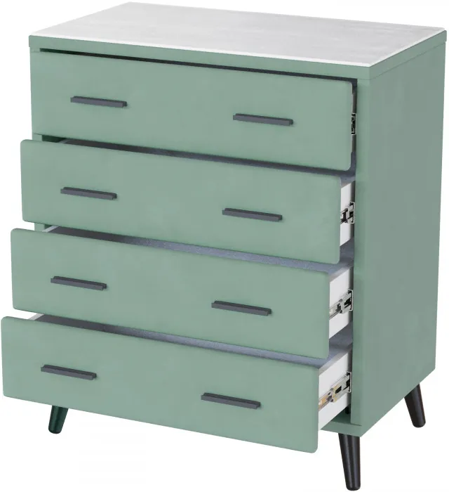 Комод интерьерный Пай мятный/мдф холст белый