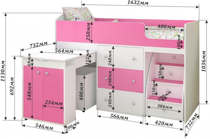 Кровать-чердак Малыш 70х160 (оранжевый)