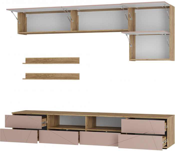 Гостиная "Камелия" ГС-01 Крафт/шарли пинк (MF13)