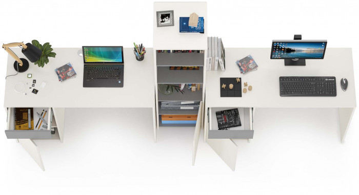 Торонто Компоновка № 15, цвет белый шагрень/стальной серый, ШхГхВ 280х53,1х149,7 см., универсальная сборка