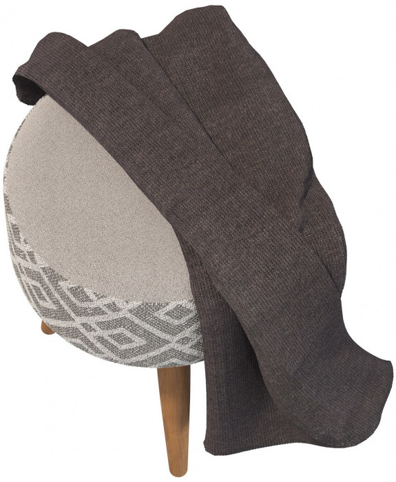 Банкетка 6-5132ТКсерая Юна, цвет ткань серая с рисунком, ШхГхВ 33х33х45 см.(круглая банкетка на трёх ножках), цвет ножек: тик