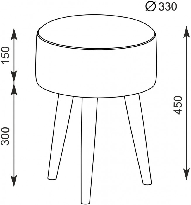 Банкетка 6-5132ТКсерая Юна, цвет ткань серая с рисунком, ШхГхВ 33х33х45 см.(круглая банкетка на трёх ножках), цвет ножек: тик