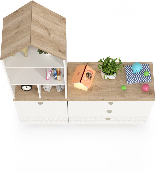 Эйп 13.14 Стеллаж + 13.322 Комод, белый/дуб белый