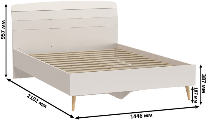 Афина Спальня Кровать 1400 + Две тумбы, кашемир серый