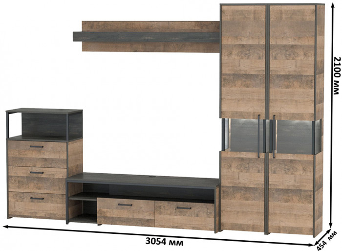 Трувор Гостиная 037, дуб гранж песочный/интра