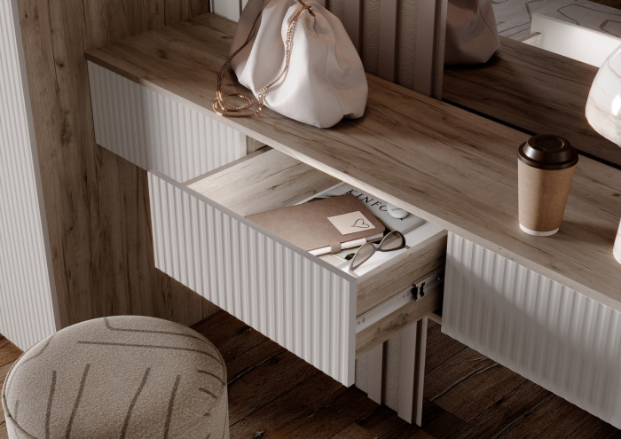 Тумба косметическая со шкафом 2х-ств Марвэл, Крафт серый/Кашемир