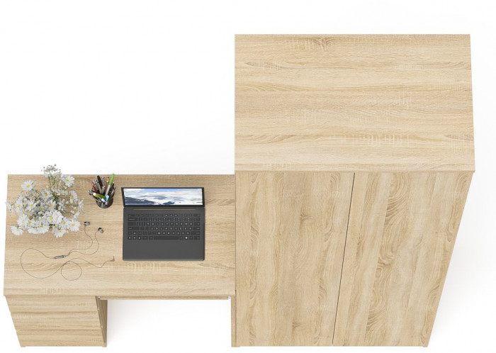 Мори компьютерный стол МС-6 левый + Шкаф МШ800.1, дуб сонома