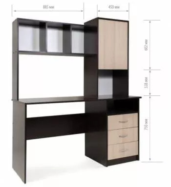 Стол компьютерный СК-9 венге/ясень шимо светлый