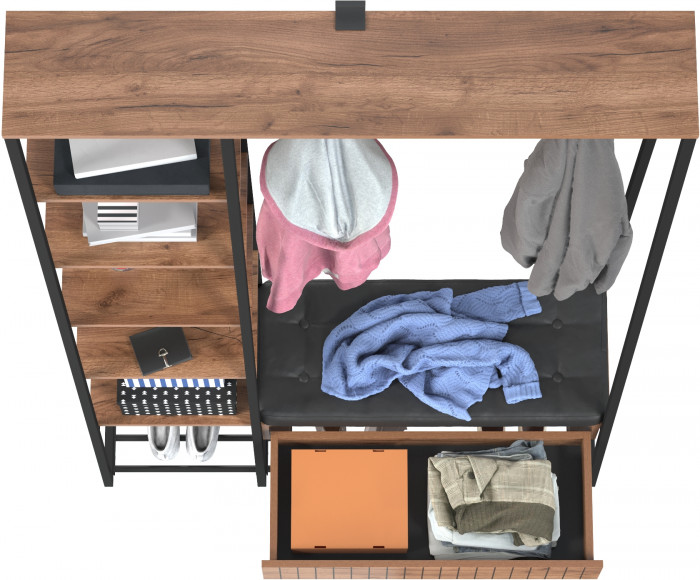 Гранд 15.124N Прихожая, дуб крафт табачный/искуственная кожа чёрная