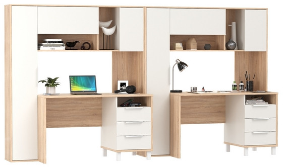 Стол компьютерный Комфорт 12.95N + Стол компьютерный Комфорт 12.95N, цвет дуб сонома/белый, ШхГхВ 324х60,3х180 см., НЕ универсальная сборка