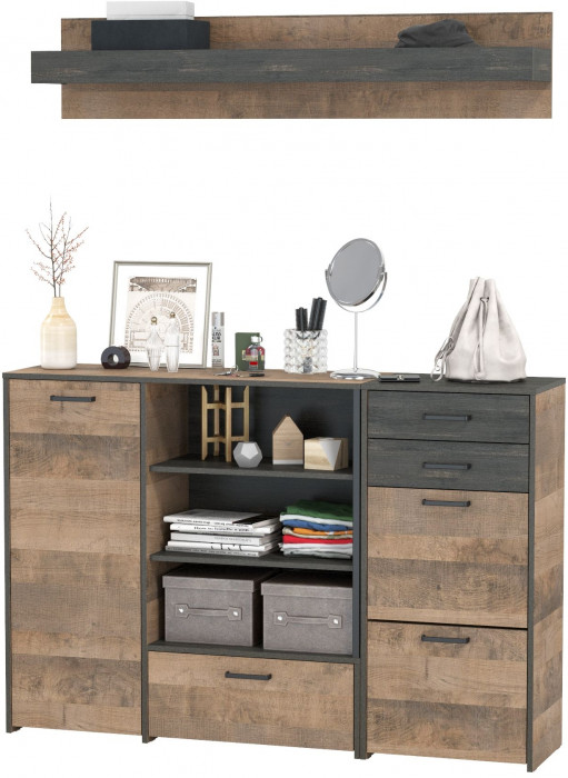 Трувор Прихожая 172, цвет дуб гранж песочный/интра, ШхГхВ 159х37х195 см., универсальная сборка