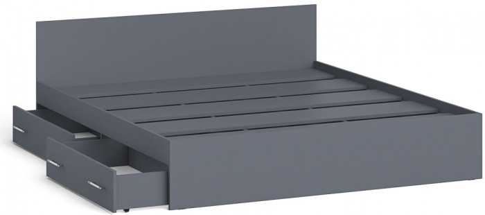Мори Кровать с ящиками 1800, цвет графит, ШхГхВ 183,5х203,5х70 см., сп.м. 1800х2000 мм., без матраса, основание есть