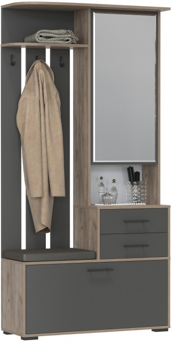 Прихожая 2-3431дкт/граф Домино - Шкаф с вешалкой, дуб крафт табачный/графит