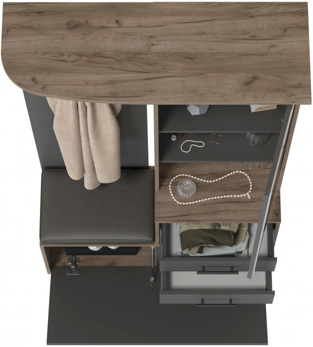 Прихожая 2-3431дкт/граф Домино - Шкаф с вешалкой, дуб крафт табачный/графит