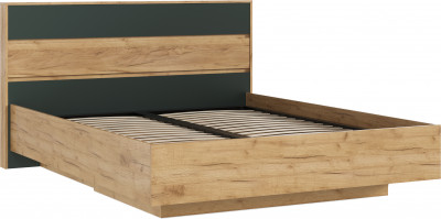 Роджинамиф Кровать парящая 1,6м (ортопед металл), Крафт золотой/Изумрудный