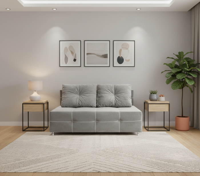 Диван-аккордеон Марс мини, сп.м. 120х200, велюр серый