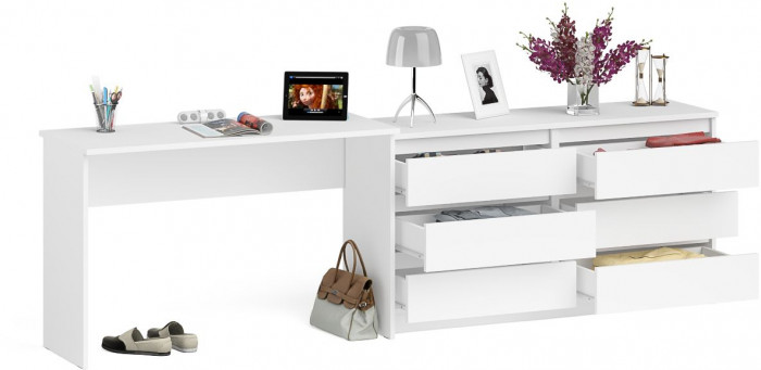 Мори письменный стол МСП1200.1 + Комод МК1380.6, белый