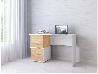 Письменный стол Сити-2 белый/дуб крафт золотой