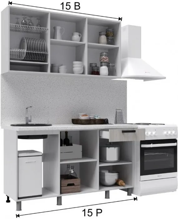 Кухонный гарнитур Танго 1,5м Белый